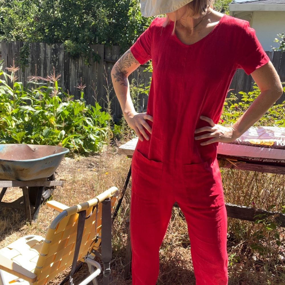 Imperfect linen siren red jumpsuit